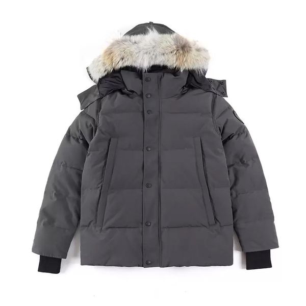 

mens down jacket g coat real big wolf fur c wyndham overcoat clothing casual fashion style winter outerwear outdoor parka, Black