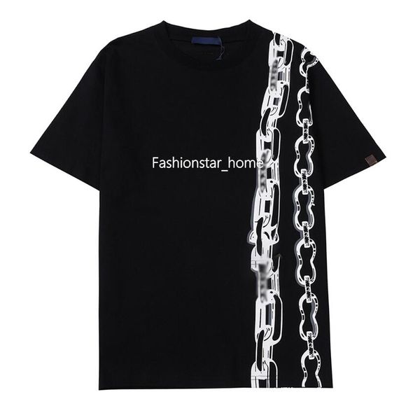 

22ss new simple chain printed tee vacation classic man women early autumn summer short sleeve high end designer casual fashion t-shirt tjamt, White;black