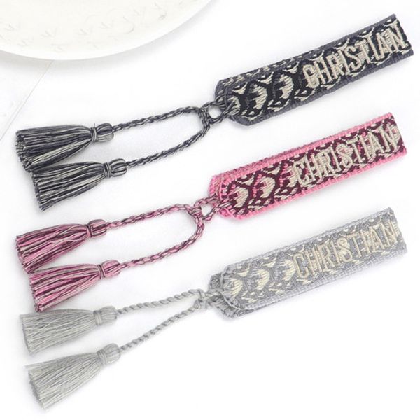 

brand luxury fashion bracelets chains women men embroidered handmade woven signature tassel bangle adjustable friendship bangles holiday bea, Golden;silver