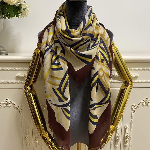 

women's square scarves shawl good quality silk wool material thin and soft print pattern big size 130cm -130cm, Blue;gray