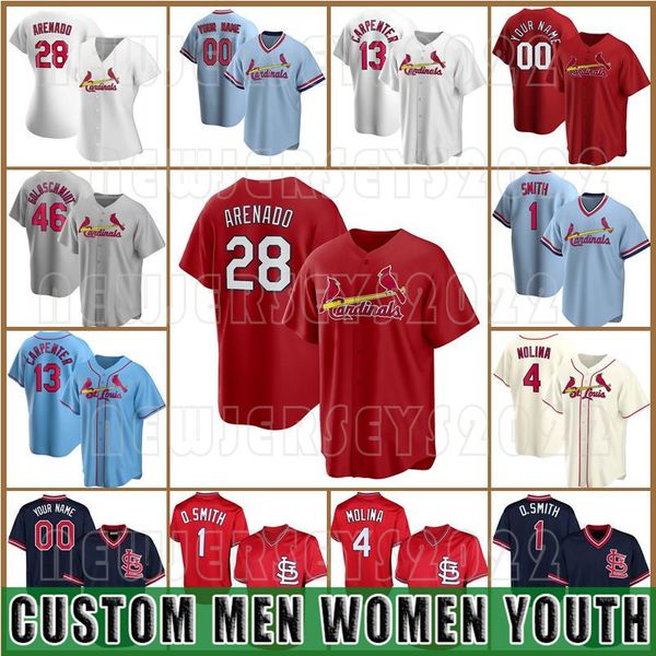 

jersey cardinal''jerseys custom 28 nolan arenado baseball 4 yadier molina 46 paul goldschmidt 1 ozzie smith matt carpenter yairo m, Blue;black