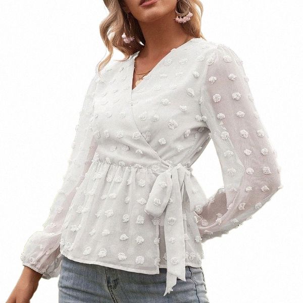 

women's blouses & shirts women's blouses & shirts women's loose ol blouse deep v neck white jacquard shirt female long sleeve