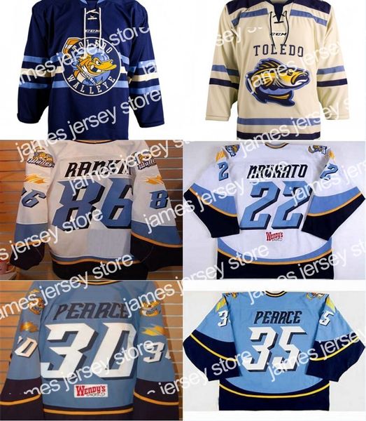 

hockey jerseys toledo walleye 22 naurato 30 pearce 35 pearce 86 evan rankin 100% embroidery custom any name or number mens womens youth hock, Black;red