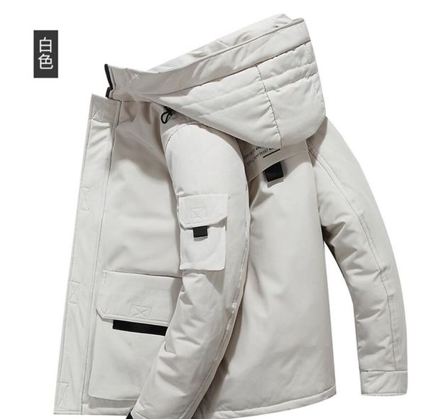 

winter down jacket men 90% white duck down parkas coat mid-length fur collar male thicken snow overcoat -30 degree keep warm, Black