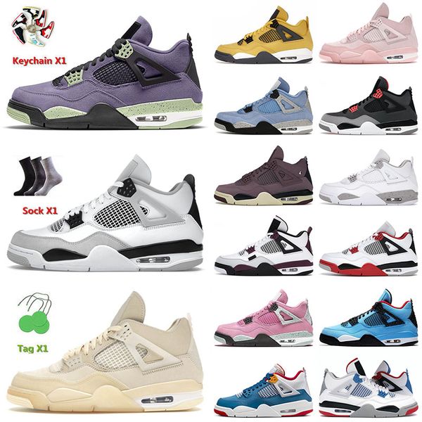 

4 4s iv mens basketball shoes military black sail jumpman university blue violet ore jorda jorden pure money men women trainers sneakers gya, Black;white