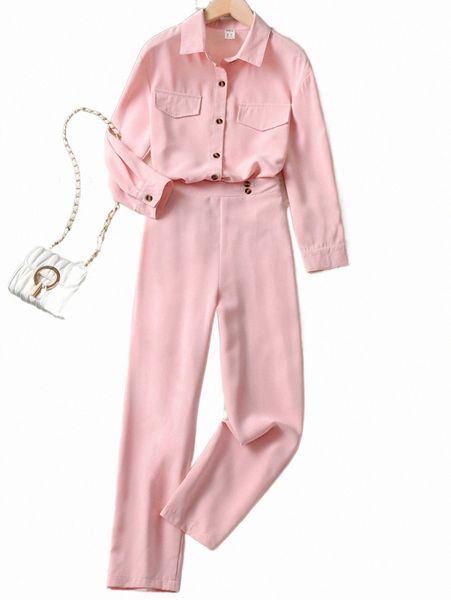 

others apparel girls flap detail drop shoulder shirt & pants e7iy#, Black;white