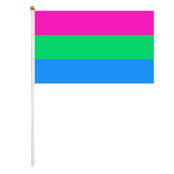 

polysexuality pride flag hand waving flag 14x21cm premium polyester mini handheld flags banner with plastic flagpole