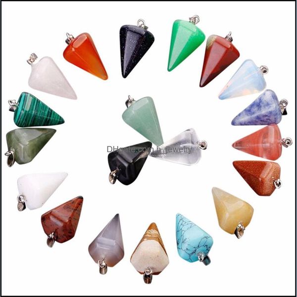 

charms fashion natural stone charms hexagonal cone pendant mticolor for diy necklace jewelry making drop delivery 2021 fi dhseller2010 dhx1l, Bronze;silver