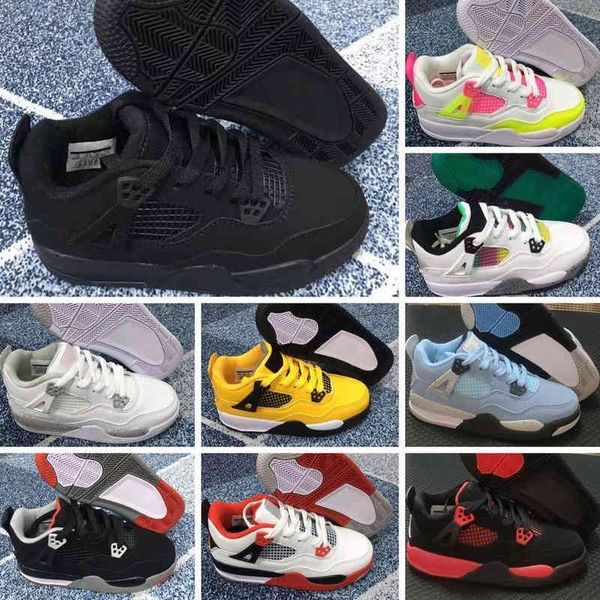 

uality jordns j4 kids basketball shoes 4s girls boys black cat trainers toddler children sport casual sneaker athletics chaussures