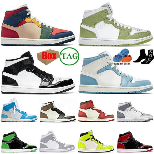 

jumpman 1 1s mens womens basketball shoes with box jorden1s newstalgia university blue high og airness offs white carbon fiber multi color b, White;red