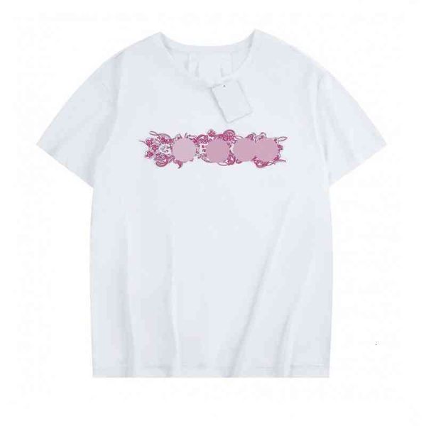

women's t shirt g family summer flower hollow letter pattern men's and women's short sleeve t shirt brand loose top, White