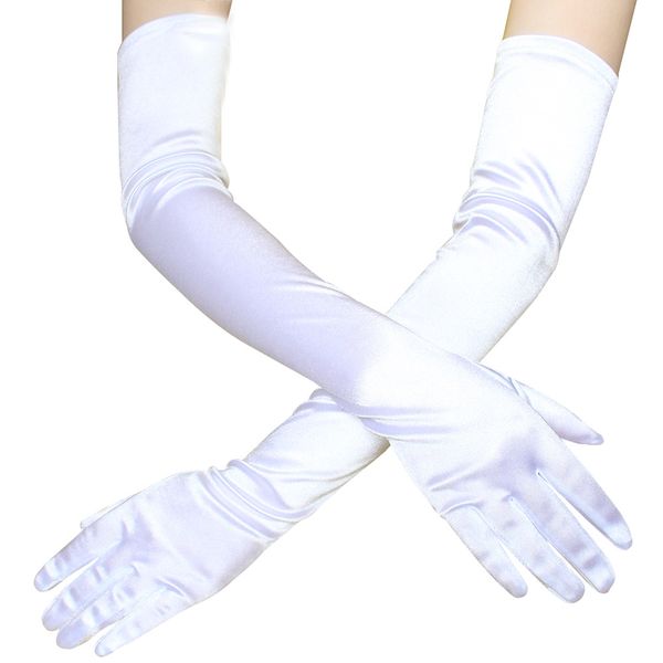 

white party gloves for women long satin opera shirred elbow glove women' 1920s bridal dance glove 211814, Blue;gray
