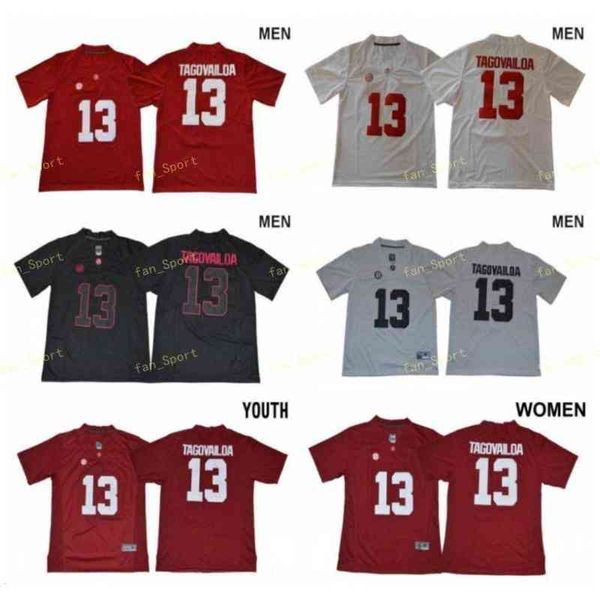 

college football wear ncaa american college tua tagovailoa jerseys 13 alabama crimson tide football jersey red white men women youth, Black