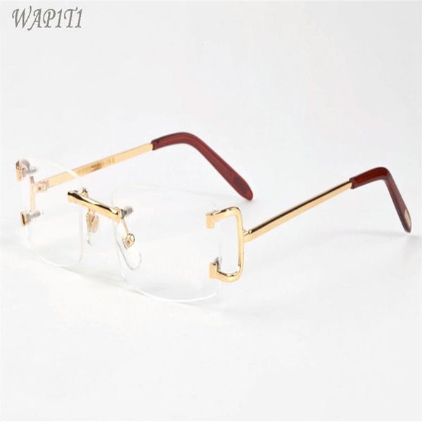 

fashion mens attitude sunglasses for men buffalo horn glasses spot rimless vintage retro glasses eyeglasses gold silver metal clea235o, White;black