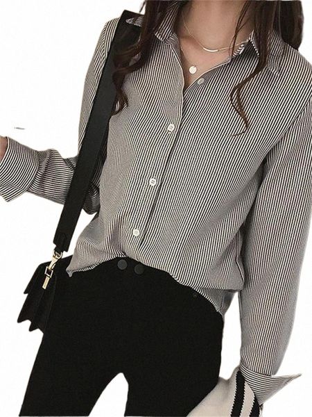 

women's blouses & shirts women's blouses & shirts office lady turn-down collar button straight loose long sleeve fashion spring au, White