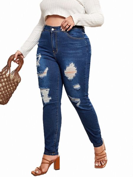 

women's jeans plus high waist ripped skinny jeans r1wn#, Blue
