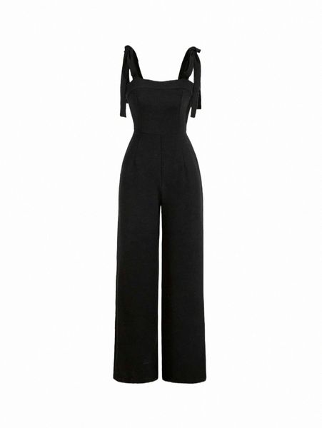 

women's jumpsuits & rompers mod knot shoulder zip back jumpsuit c3sl#, Black;white
