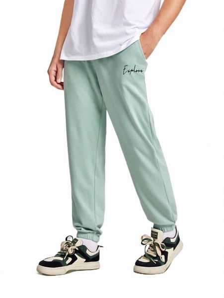 

men's pants men letter graphic slant pocket sweatpants 93n7#, Black