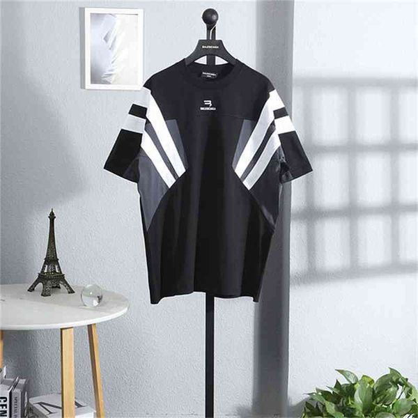 

designer t shirt baleciga's correct high version sports splicing short sleeve summer new couple t-shirt brand luxury shirt loose casual, White;black