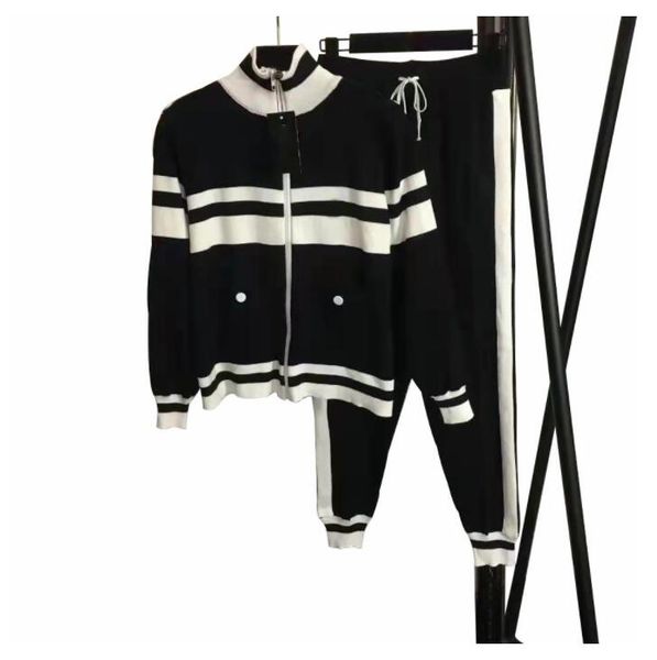 

women's tracksuits casual two-piece sweater cardigan jacket new brand designer suit fashion baseball sports zip and pants set, Gray