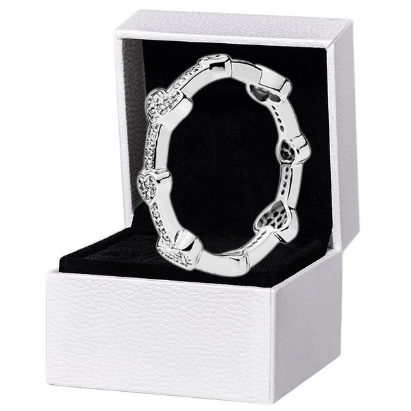 

womens sparkling love heart wedding ring sterling silver rose gold fashion jewelry for pandora engagement gift rings with original box, Slivery;golden