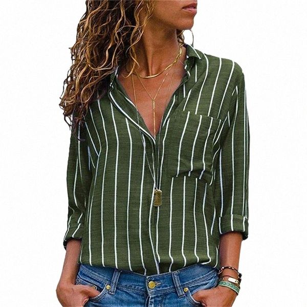 

women's blouses & shirts women's blouses & shirts s-3xl women striped shirt ladies long sleeve blouse casual pockets chemisier fe, White