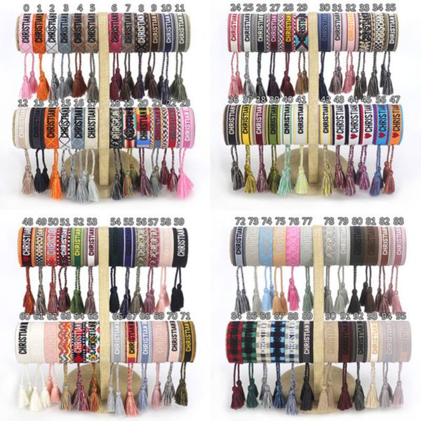 

fashion designers wovens friendship bracelet for luxury brand handmade braided bracelets with tassel print embroidery men bangle code 20-38, Golden;silver