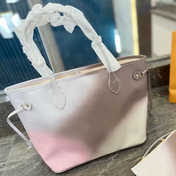

luxury women tote bag gradient color canvas large capacity famous designer shopping shoulder bags fashion medium size