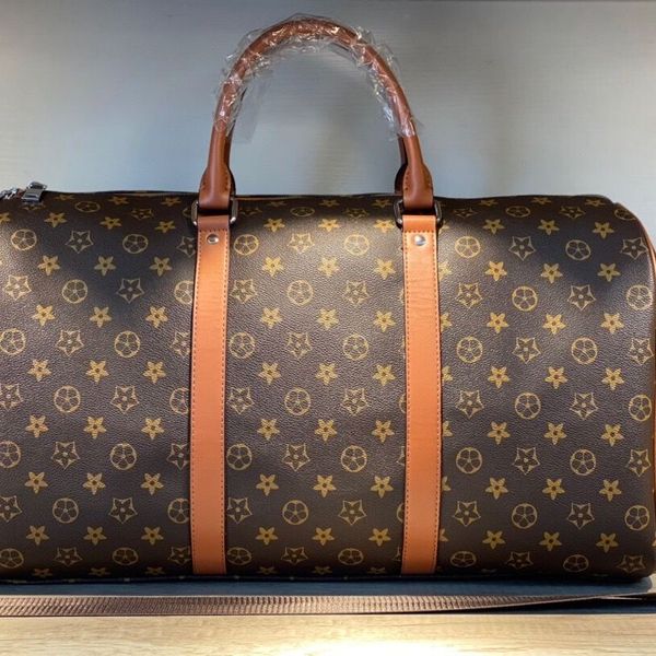 

55cm pu leather duffel bag designer men suitcases luggage sport outdoor packs shoulder travel bags messenger totes bags handbags tactical ri