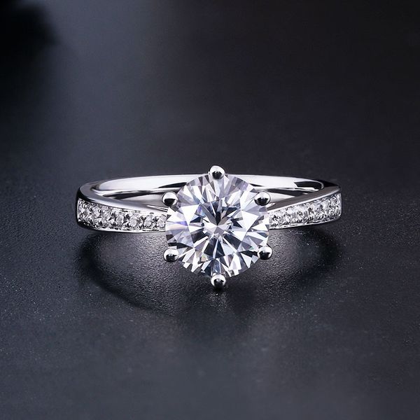 

wedding rings pure 18k white gold 1ct 2ct 3ct round cut ring single row drill engagement ring anniversary ring for women 220829, Slivery;golden