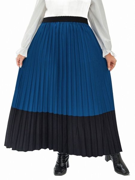 

plus size pants plus two tone pleated skirt 2022 new x66w#, Black