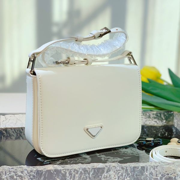 

branded crossbody and shouldbag designer bag glossy leather enamel triangle logo bags nylon lining with patch pocket tote bag