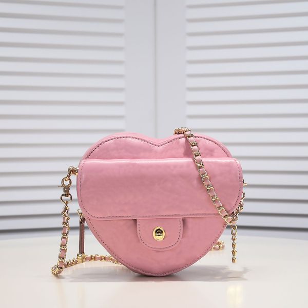 

chain heart shoulder bags women designers diamond lattice suture handbag crossbody bags solid color leather daily storage cosmetic coin purs