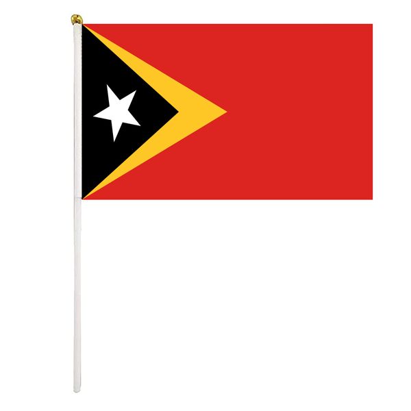 

east timor handheld flag 14x21 cm polyester mini hand waving flags with plastic flagpoles for festival events celebration