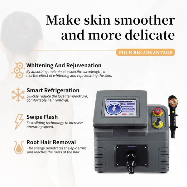

portable 808 laser depilation device skin rejuvenation equipment 808 diode laser hair removal machine, Black