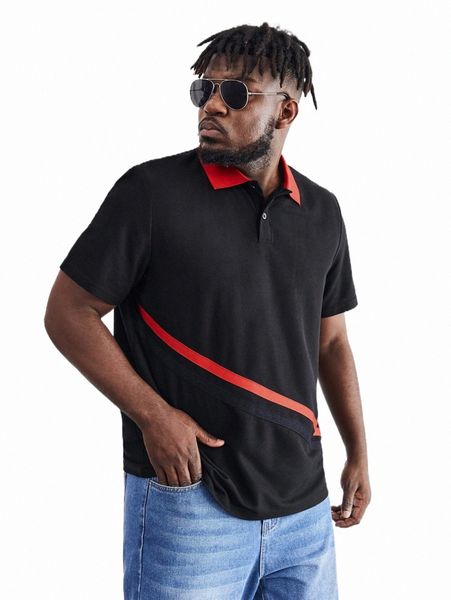 

men's polos extended sizes men contrast collar polo shirt w5rs#, White;black