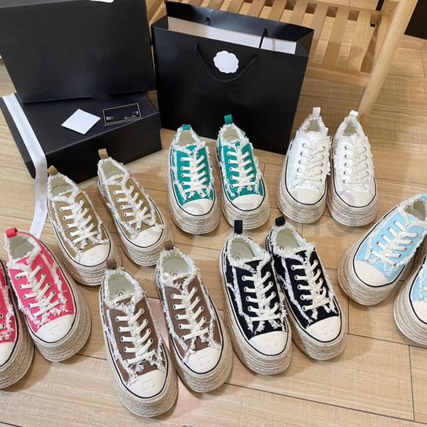 

dress shoes designer small fragrant wind canvas shoes 2022 summer straw woven fisherman thick bottom high beggar casual sports, Black