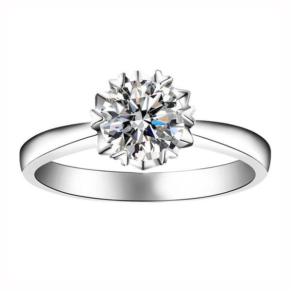 

wedding rings round brilliant cut 14k white gold snowflake style ring 1ct 2ct 3ct lab diamond engagement anniversary ring female 220829, Slivery;golden