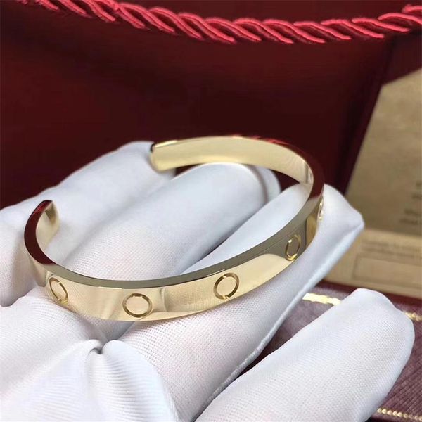 

love cuff ladies men's silver gold rose gold with diamonds no diamond open bracelets for girlfriends all-match bracelet334e, White