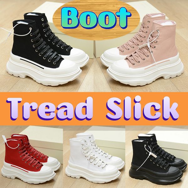 

with box alexander''mqueen new women boots designer tread slick boot womens casual shoes platform martin sneaker ankle booties tri, Black
