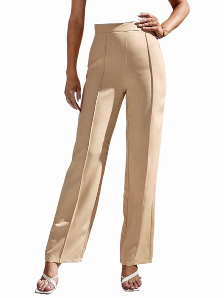 

women's pants & capris tall seam detail straight leg pants n949#, Black;white