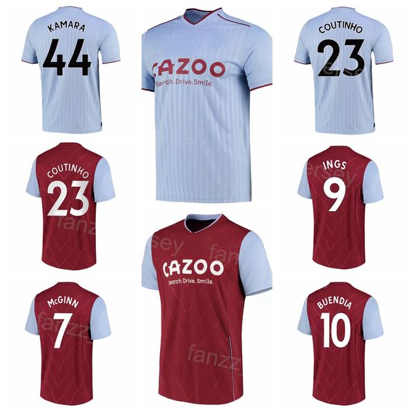 

22-23 fc club soccer 11 ollie watkins jersey 18 ashley young 1 emiliano martinez 4 ezri konsa 10 emiliano buendia 9 danny ings football shir, Black