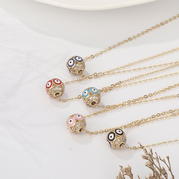 

s3160 fashion jewelry evil eye necklaces for women blue eyes bead pendant geometry choker chain necklace, Silver