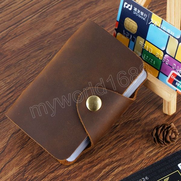 

100% genuine cow leather card holders business credit id card holder leather fashion women&men's wallet, Brown;gray
