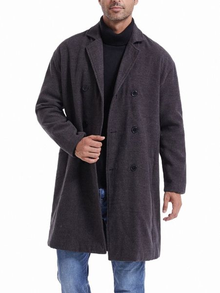 

men's down & parkas men lapel neck double breasted slant pockets overcoat v4wv#, Black