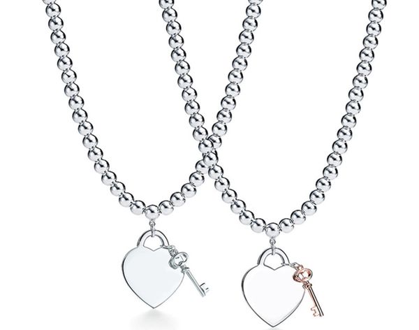 

tif strands necklace family love brand pendant key 4mm bead chain necklace light luxury headpiece heart, Black
