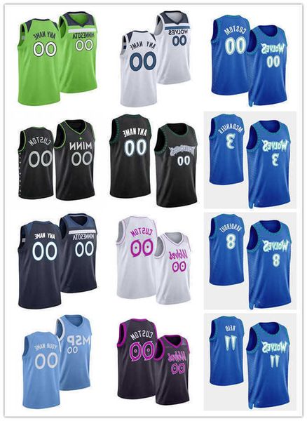 

jersey 75th custom men women youth minnesota''timberwolves''12 taurean prince 11 naz reid 8 jarred vanderbilt 3 jaden mc, Black