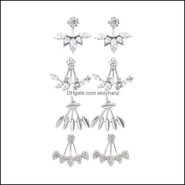 

stud 4 pair flower lotus stud earring sets for women water drop ear jacket simple jewelry delivery 2021 earrings dhseller2010 dh4tx, Golden;silver