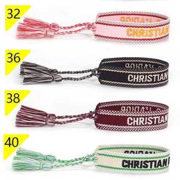 

classic brand fashion bangles bracelets luxury women men handmade signature embroidered woven tassel adjustable bracelet jewelry friendship, Black