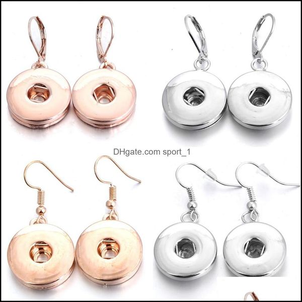 

charm fashion lady 18mm snap button charms earrings for women rose gold sier plated metal jewelry drop delivery 2021 sport1 dhq1b, Golden